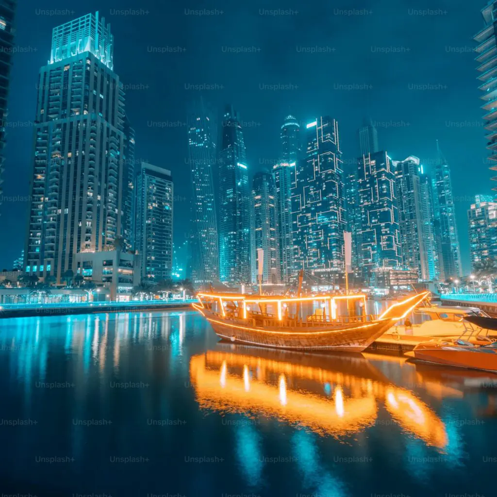 Experience Dubai Creek by Night – Traditional Dhow Cruise with Buffet